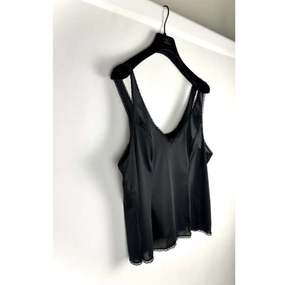 Vintage 1980’s ‘Vassarette’ Satin Nylon Scoop Neck Black Slip Top - Large - Picture 6 of 10